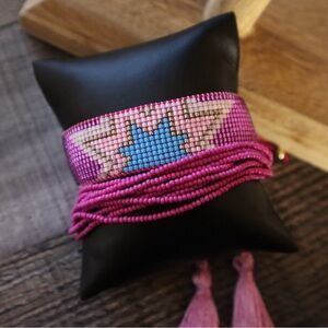 Purple and Blue Miyuki Seed Beaded Bracelet